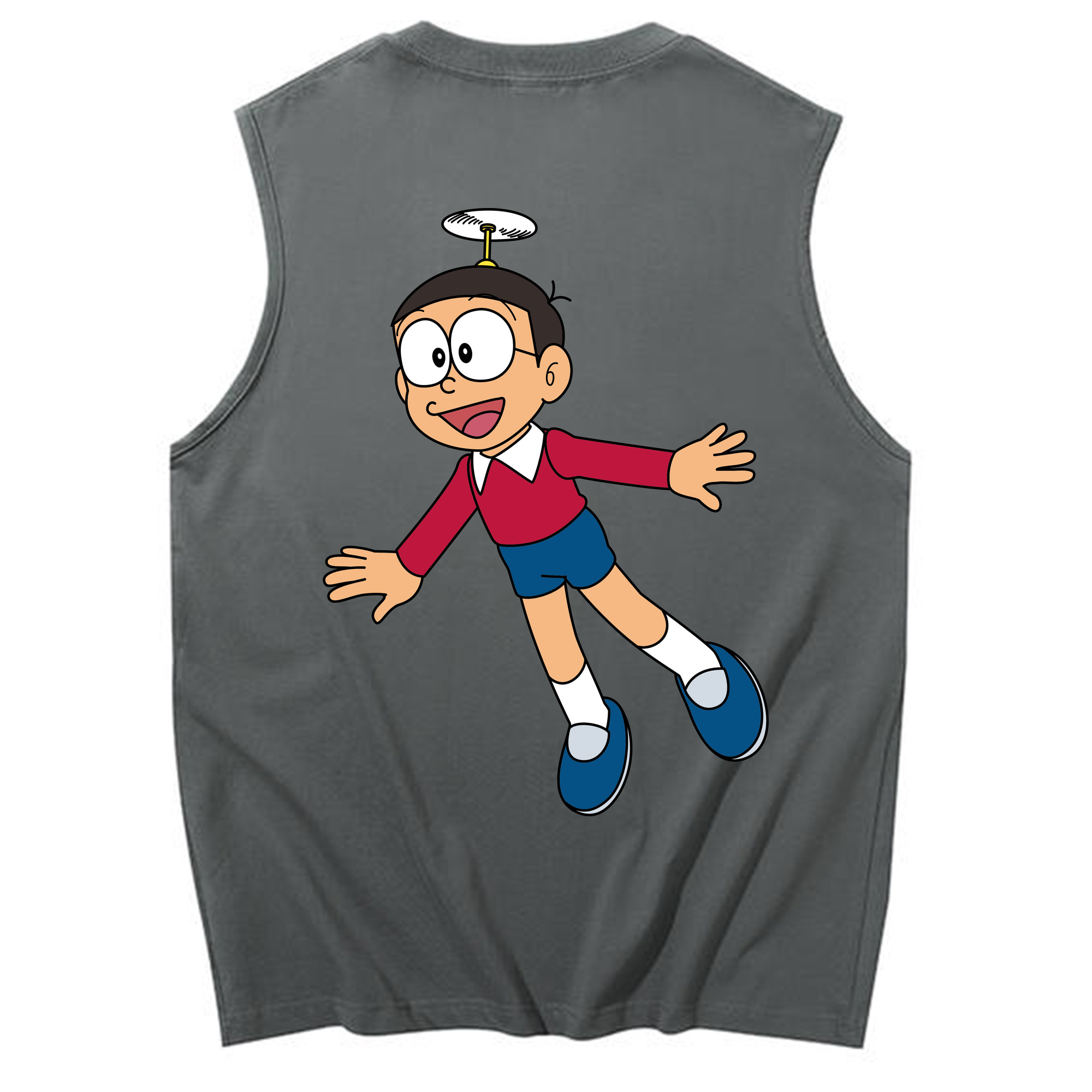 （画像用） ドラえもん 野比 のび太 Doraemon Nobita Nobi コットン100％タンクトップ（背面プリント）